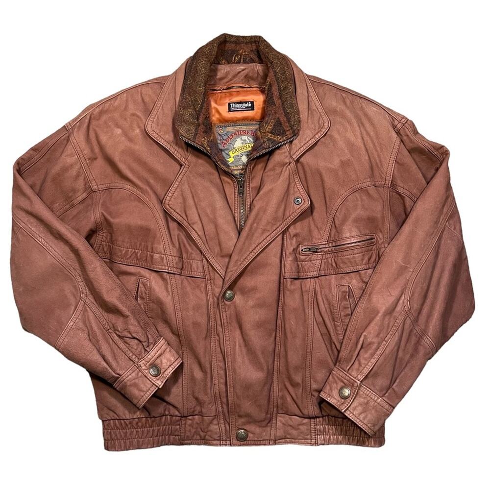 Adventure Bound Wilsons Vintage Brown Leather Thinsulate Bomber Jacket Men Large